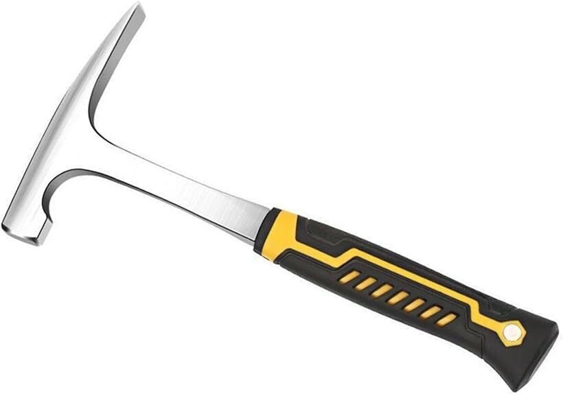 ロックピックハンマー グリップ付 岩石採掘用 フラット ポインテッドヘッド 点検 ピッケルタイプ 工具