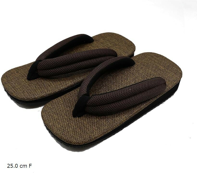 雪駄 メンズ ラタンメッシュ天 ブラウン メッシュ鼻緒 ゴム底 日本製 26.0 cm F 27.0 25.0 cm F