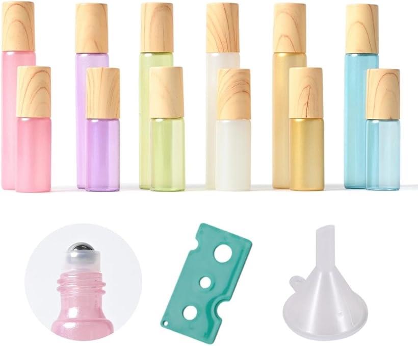 ロールオンボトル ガラス容器 アトマイザー アロマ 香水 木目 5ml 10ml