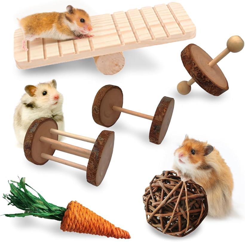 ハムスター かじり木 おもちゃ チンチラ 回し車 兎 ボール ストレス 玩具6点