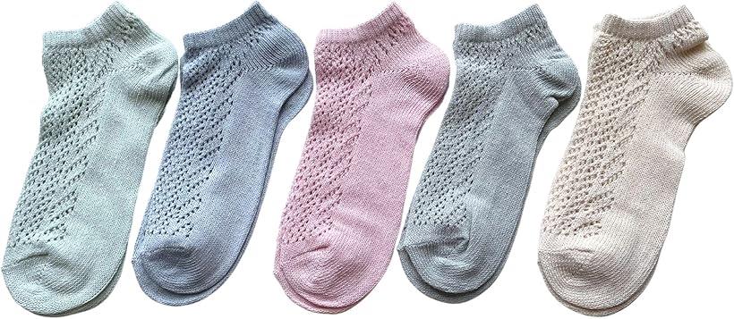 楽天エムラインストアソックス レディース くるぶし 靴下 スニーカー 夏 表糸綿100％ メッシュ 薄手 春 夏用 5足セット G01