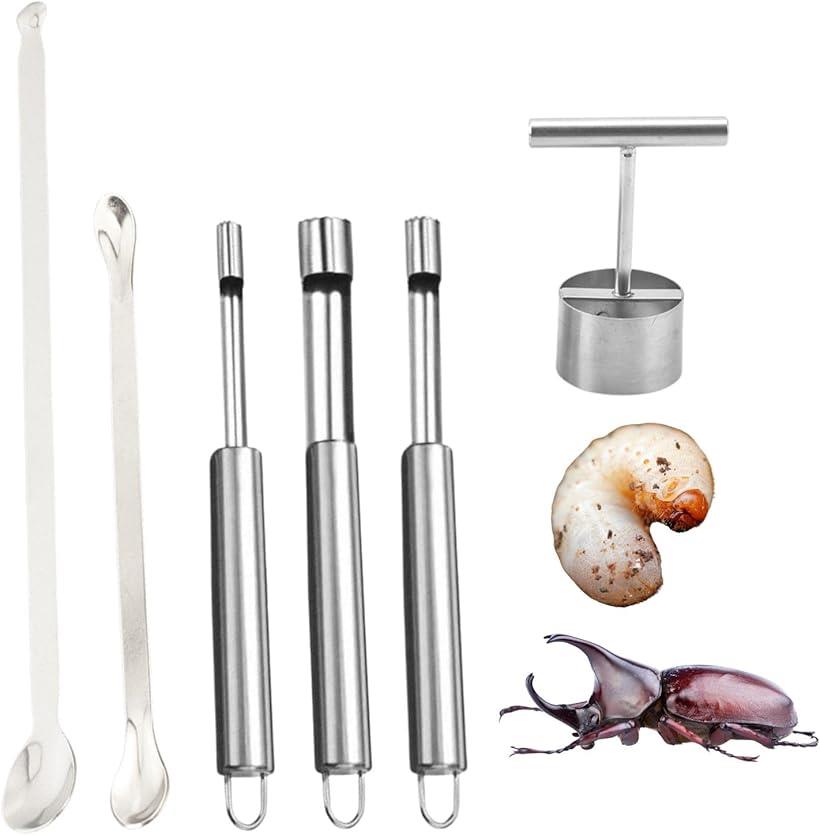 カブトムシ クワガタ 幼虫 菌糸ビン 幼虫入れ替え スプーン くり抜き器 カブクワ用品 6点セット