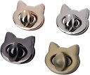 ひねり金具 差し込み錠 バッグ バッグ用留め具 セット レザークラフト ハンドメイド 修理 猫型 かわいい 4色セット