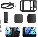 GoPro HERO13 Black 対応 保護フィルム 保護ケース セット 保護フレーム ガラスフィルム レンズキャップ ストラップ