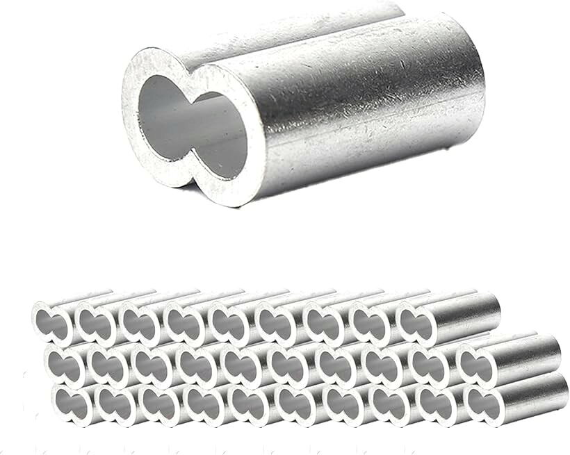 アルミスリーブ ダルマ型 8.0mm ワイヤー かしめ 圧着用 30個 (シルバー)