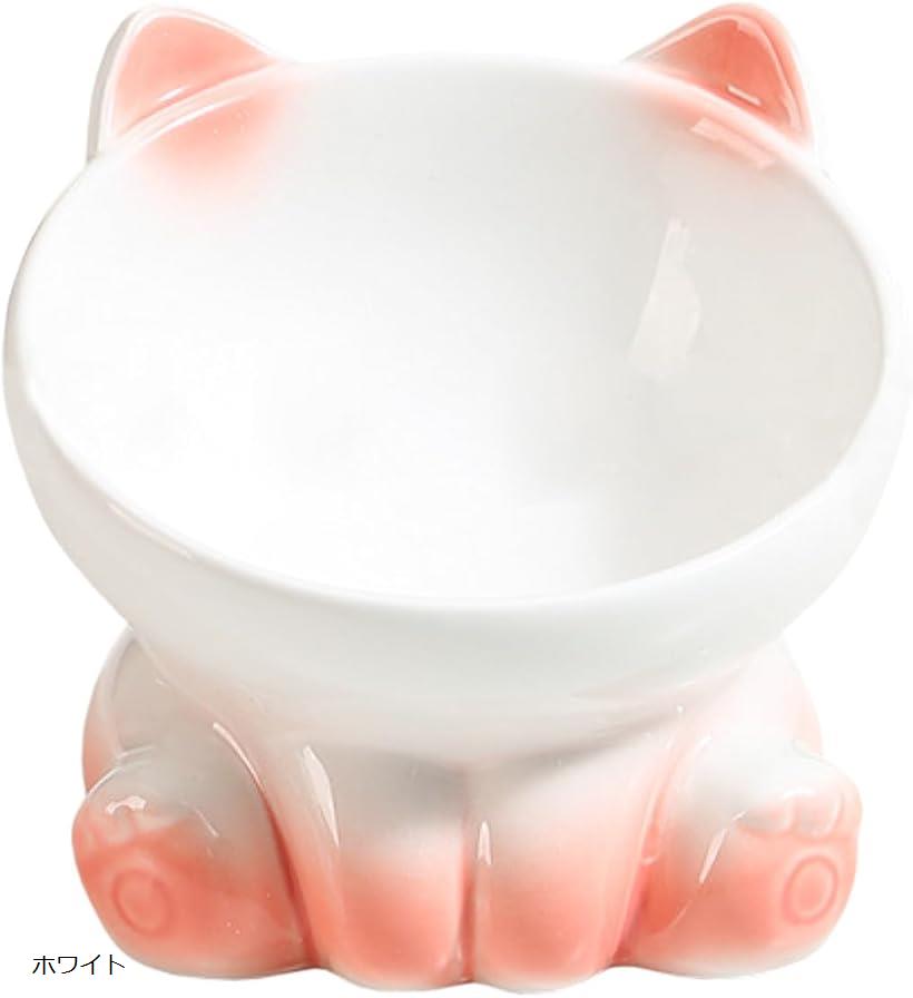 猫 犬 フードボウル ペット 食器 陶器 斜め 傾斜 餌入れ 水入れ 食べやすい 脚付 グリーン ベ ...