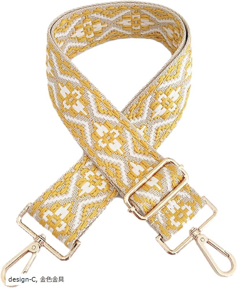互換品 ショルダーストラップ バッグ用 太め 付け替え ショルダーベルト バッグストラップ 肩掛けひも 調節可能 持ち手 取っ手 design-C 金色金具 design-A design-C， 金色金具