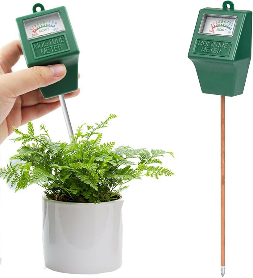 土壌水分計 観葉植物 水やりチェッカー 電池不要 土壌湿度計 水分測定 水分量計測 土壌テスター 差し込み 家庭菜園 園芸 農作物 (グリーン)