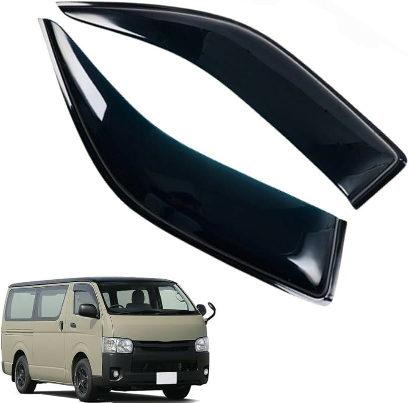 互換品 ハイエース 200系 ワイド ドアバイザー 1型～7型 レジアスエース対応 スモーク サイドバイザー フロント左右セット 専用設計 高耐久タイプ (スモーク, ワイド)