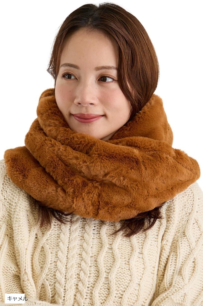スヌード ファー マフラー ネックウォーマー もこもこ 防寒 レディース 秋 冬 スノーボード スポーツ フワフワ オシャレ 女の子 暖かい キャメル