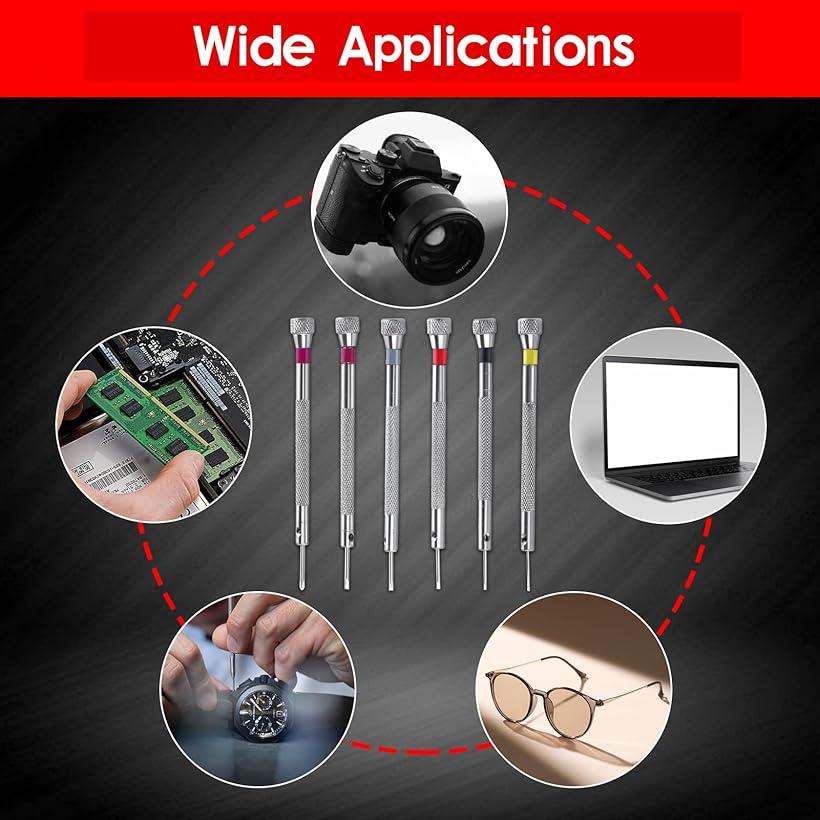 6個 精密ドライバーセット 超精密時計ドライバー宝石商時計ドライバーセット 0.8-1.6 6枚の追加の交換用ブレード付き 眼鏡ドライバーセット ミリメートル時計修理ジュエリー眼鏡時計ドライバーセット