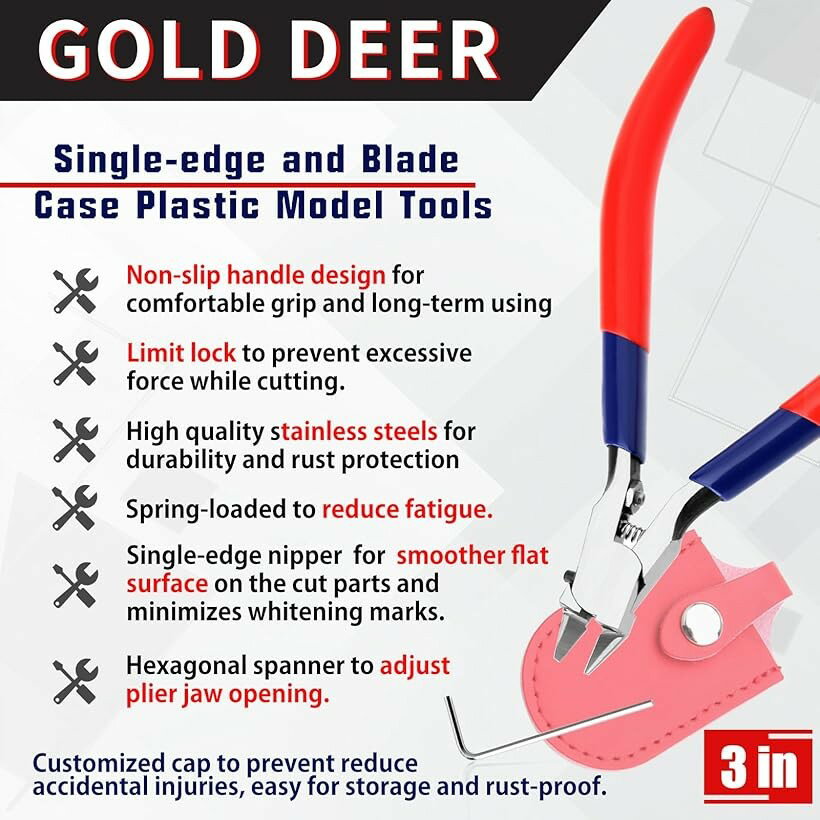 エムラインストアの【楽天ランキング1位入賞】片刃ニッパー プラモデル 薄刃 プラスチックニッパー ゲートカット ガンプラ プラスチック専用ニッパー 保管カバー付き プロ ホビー 工具｜アングル2