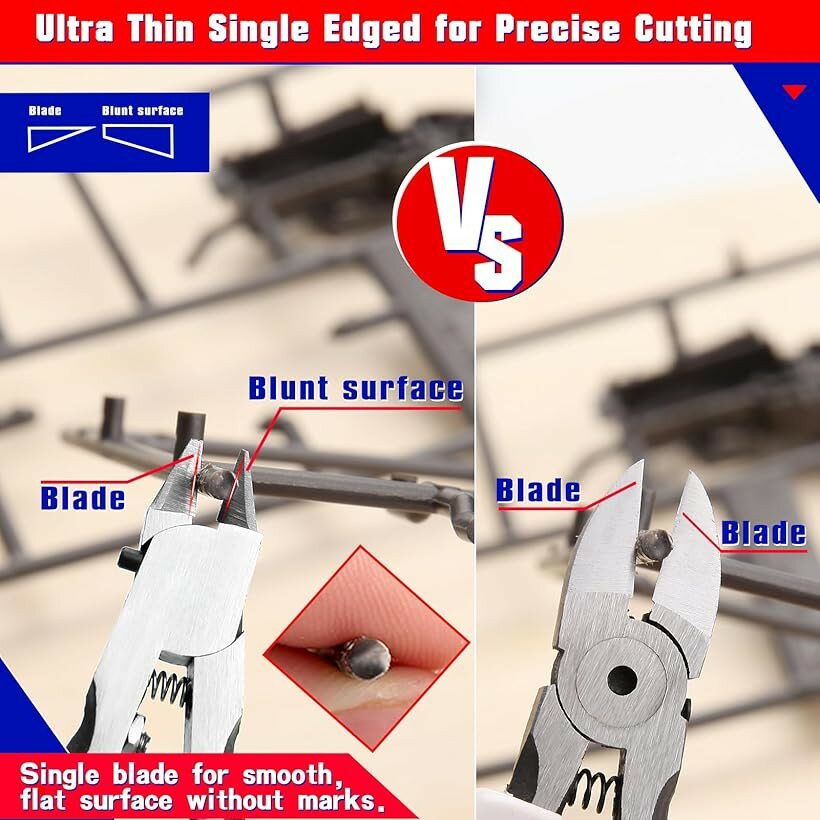 エムラインストアの【楽天ランキング1位入賞】片刃ニッパー プラモデル 薄刃 プラスチックニッパー ゲートカット ガンプラ プラスチック専用ニッパー 保管カバー付き プロ ホビー 工具｜アングル3