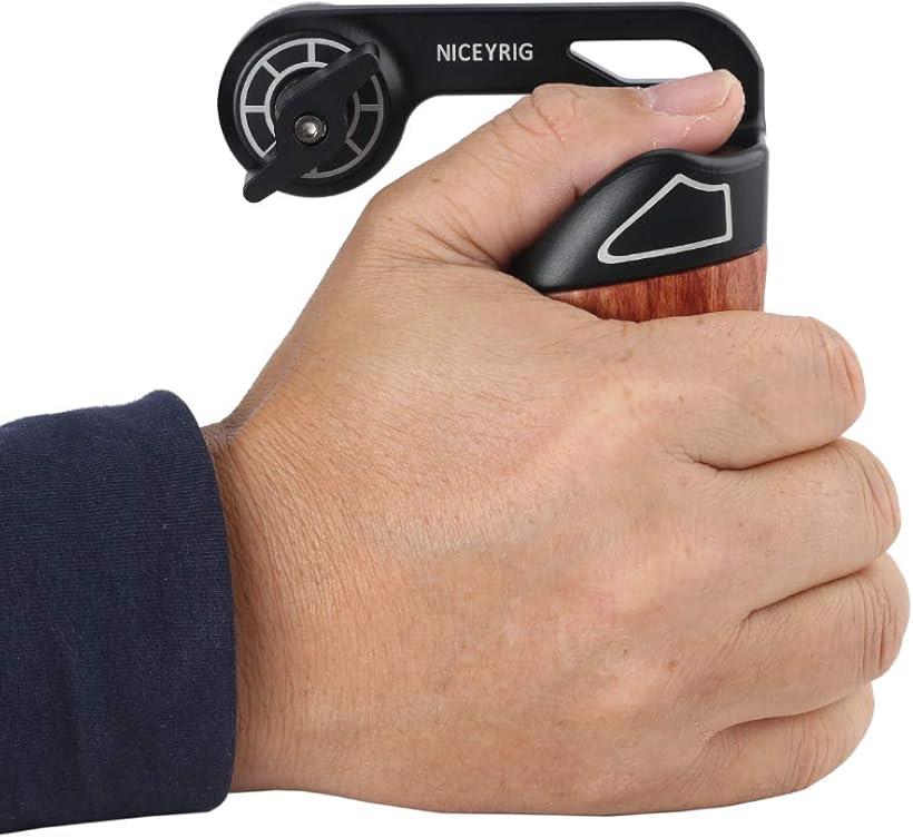 ARRIロゼット付きのサイドハンドル 木製ハンドグリップ ARRI標準ロゼットアダプター 角度調整可 拡張性 接続便利 DSLR Rigs 右手用－423