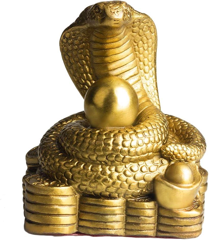 Rakuten - 工芸品 お金の蛇 銅製 風水グッズ お守り 開業のギフト 財ヘビ 干支 置物 飾り物 縁起物 H10cm