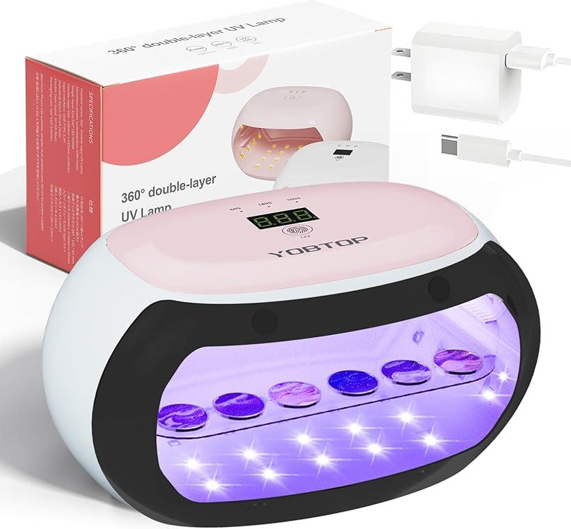 UVライト レジン用 60W 両面照射 56個LED搭載 UV遮光板付き 4段階時間調節 60秒・180秒・300秒・600秒 紫外線カット uvランプ UVカ...