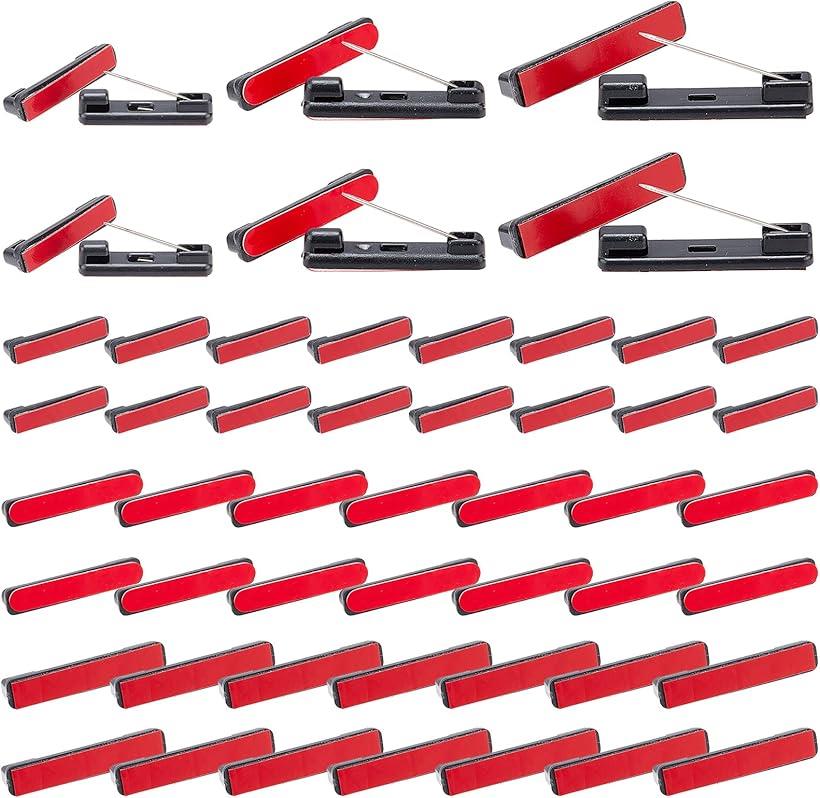 150個 安全ピン 名札用クリップ 粘着式 背面 バッジピン 裏面ブローチ バッジバーピン 名札用ピン 厚手両面テープ付 工芸品 アクセサリー