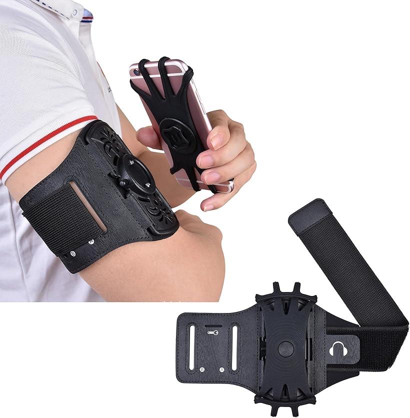 互換品 アームバンド ランニング スマホ 脱着可能 脱落防止 360度回転 ユニセックス iphone android 4-6.5インチ対応 ブラック