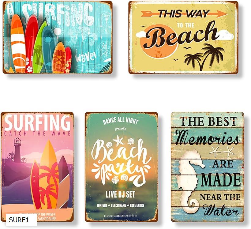 ブリキ 看板 サーフ ビーチ 壁飾り アメリカン プレート インテリア レトロ 雑貨 アンティーク ヴィンテージ風 SURF5 SURF3 SURF4 SURF2 SURF1