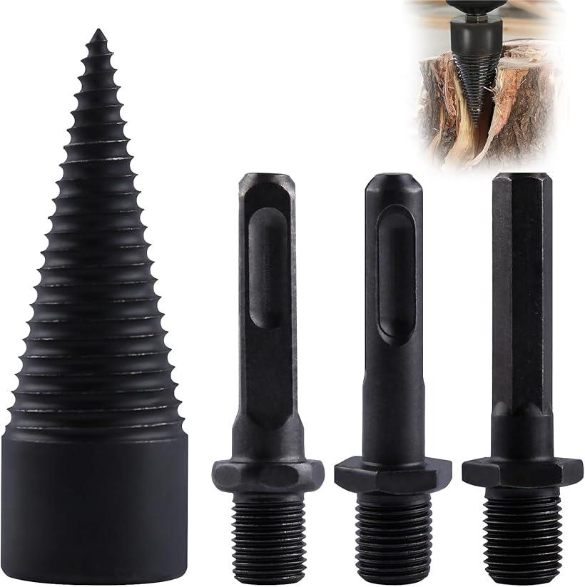 互換品 4本セット 薪割りドリルビット 薪スプリッター イージースプリッター着脱式ドリルビット 木材分..