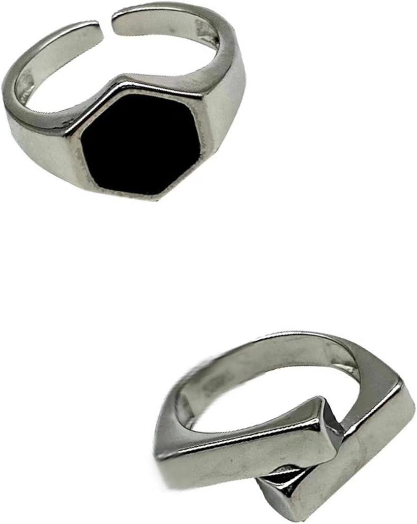 韓国ファッション リング 指輪 2点セット U字 開口型 調節可能 人気デザイン カジュアル ファッショングッズ お洒落