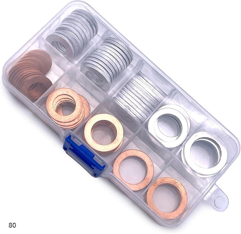 【楽天ランキング1位入賞】互換品 アルミ 銅 スチール ラバー ワッシャー サイズ 豊富 シール ドレン ボルト 工具 車 DIY 消耗品 汎用 セット SN-365-AW 80