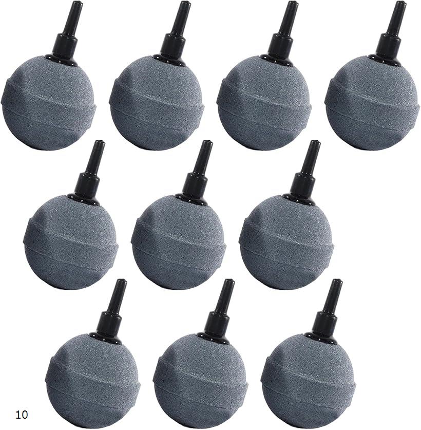 エスネット エアー ストーン 気泡 石 セット グレー 球 型 水槽 飼育 栽培 直径 25mm 4mm チューブ ポ..