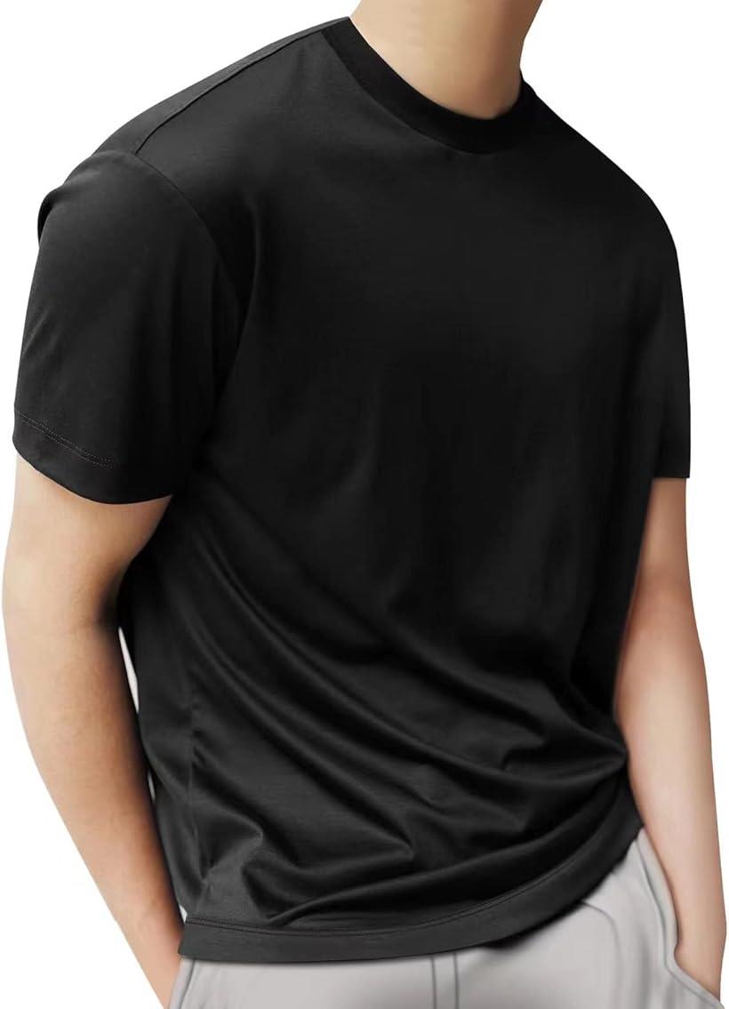 Tシャツ メンズ 半袖 綿100% クルーネック 無地 定番 ビジカジ 柔らかい肌触り 洗える 防シワ加工 液体アンモニア加工 かっこいい おしゃれ トップス 人気 QINGWU PHEATHER