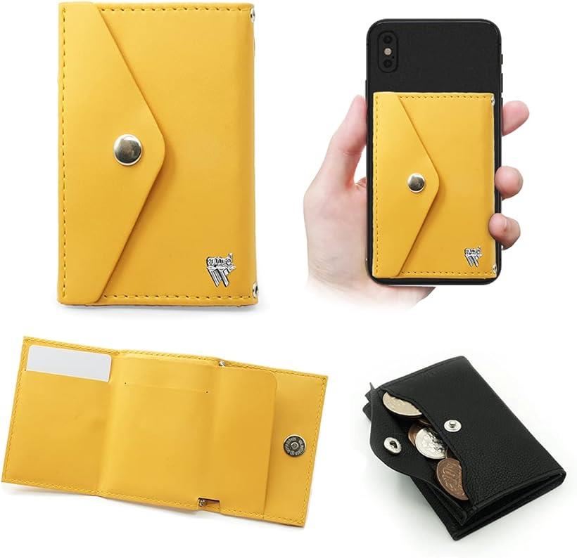 楽天エムラインストアPUレザー ミニマム財布and W スマホ取付OK iPhone/android 繰り返し取外しできる ミニマル コンパクト財布 ミニ財布