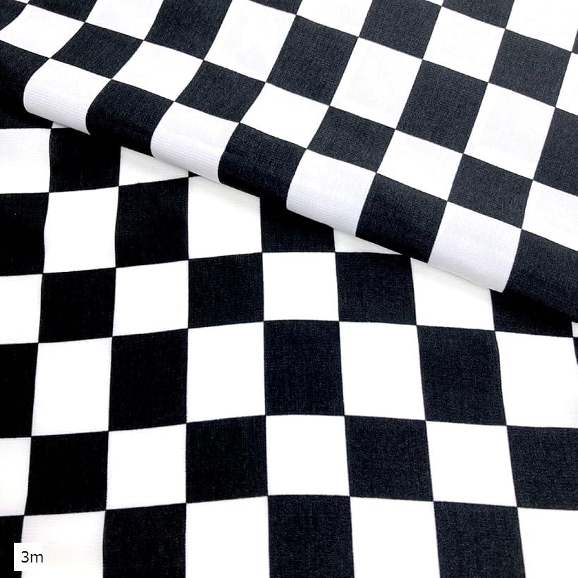 市松模様 シフォン 生地 幅145cm 変則格子柄 和柄 白 黒 モノクロ 手芸 布 チェック柄 3m