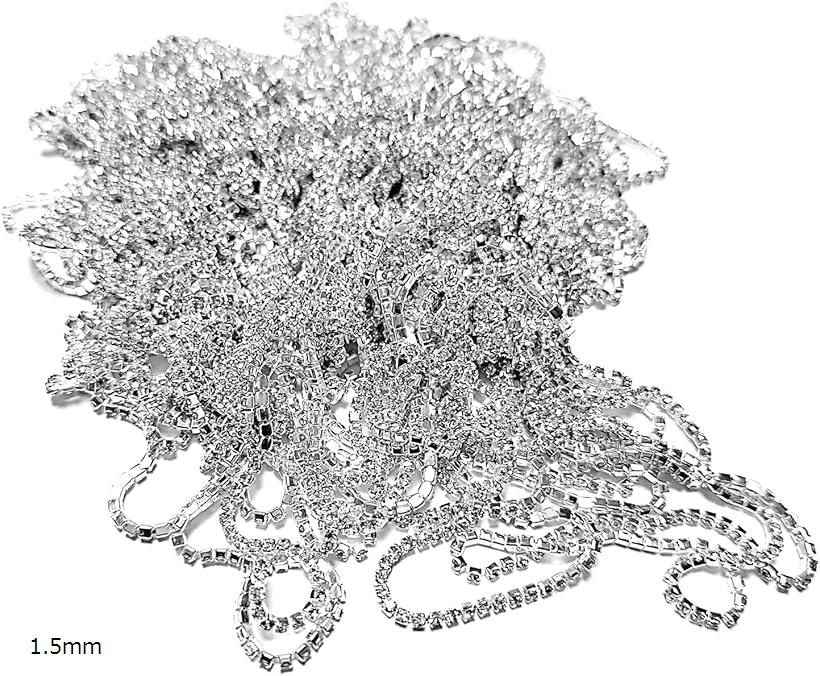 ラインストーン 10m チェーン デコ シルバー クリスタル アクセサリー パーツ ネイルパーツ 3mm 4mm 1.5mm