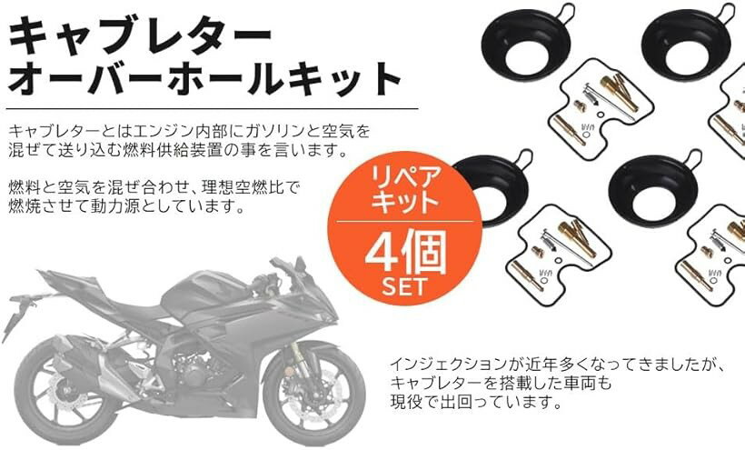 ホンダ 用 キャブレター リペアキット オーバーホールキット CBR250RR MC22 ホーネット MC31 ジェイド MC23 等 汎用 補修 修理 ガソリン 漏れ クリーニング メンテナンス パーツ 社外品