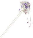 ミャオミャオ 簪 かんざし 一本 髪飾り 和装 留袖 着物 金属 パール ビジュー 花 フラワー 花束 ブーケ ヘアアクセサリー シルバー
