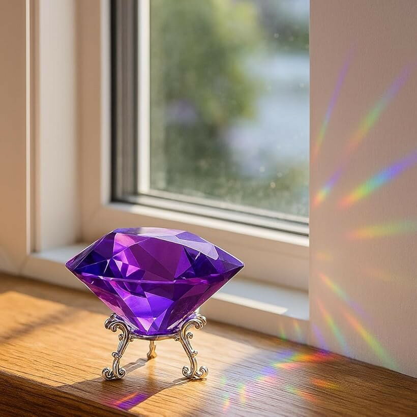 ラブピーシー クリスタル 置物 ディスプレイ インテリア サンキャッチャー 水晶 オブジェ 文鎮 癒し 誕生日 プレゼント 妻 母 スピリチュアル 風水 直径80mm (ブルー, 大)