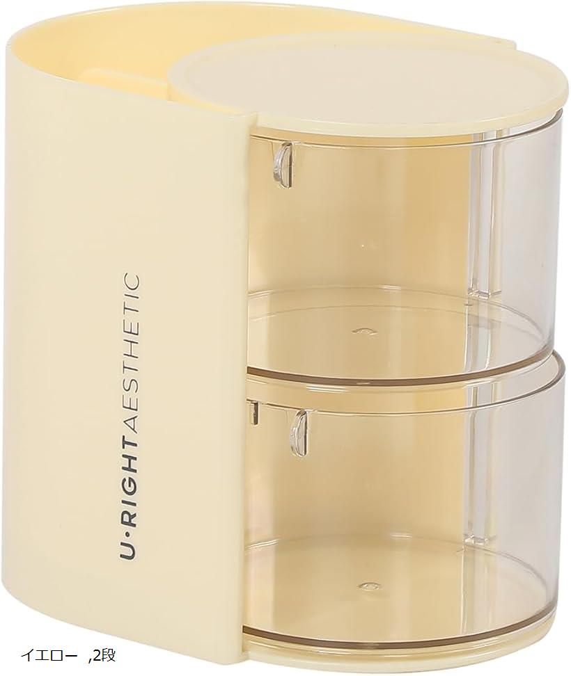 パフ メイクブラシ 収納 ケース 卓上 パウダーパフ コスメ 化粧品 ボックス おしゃれ 回転 仕切り ホル..