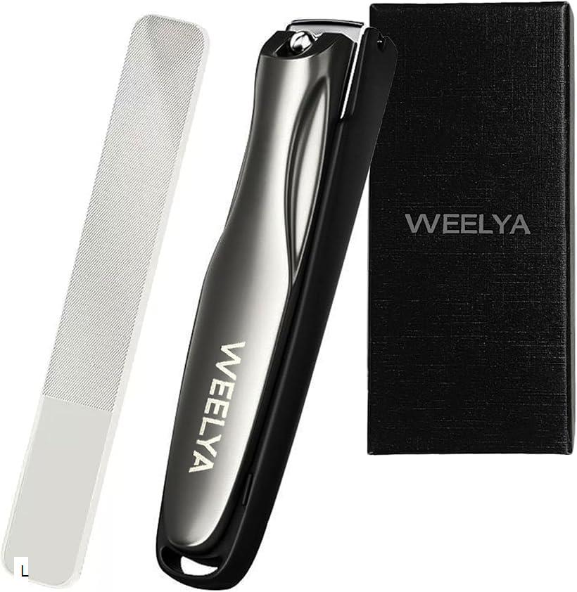 爪切り ツメキリ 爪きり カーブ刃 つめきり つめ切り 曲線刃 ネイルクリッパー 手足両用 爪やすり付き キャッチャーケース付き ステンレス製 ネイル用品 飛び散り防止 L