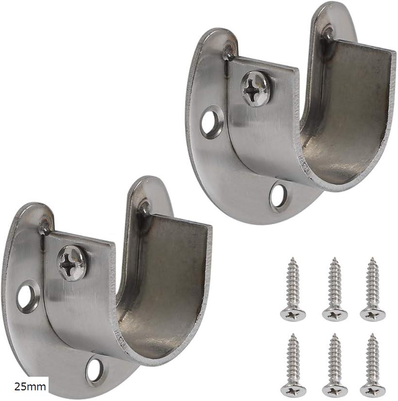 AllBright フランジソケット ロッド ポール 物干し竿 ホルダー 固定 U字型 クローゼット 2個セット 32m..