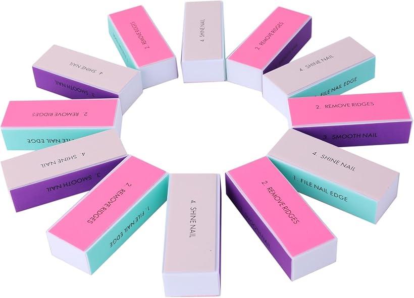爪磨き スポンジ 艶出し ネイルケア 4面 12個セット つや出し 自宅で簡単ネイルケア 4色