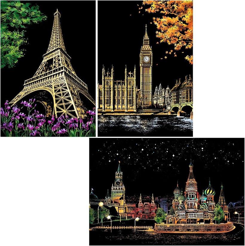 スクラッチアート キット A3 セット 風景 趣味 インテリア 大人 初心者セット おうち時間 飾れる 絵のサムネイル
