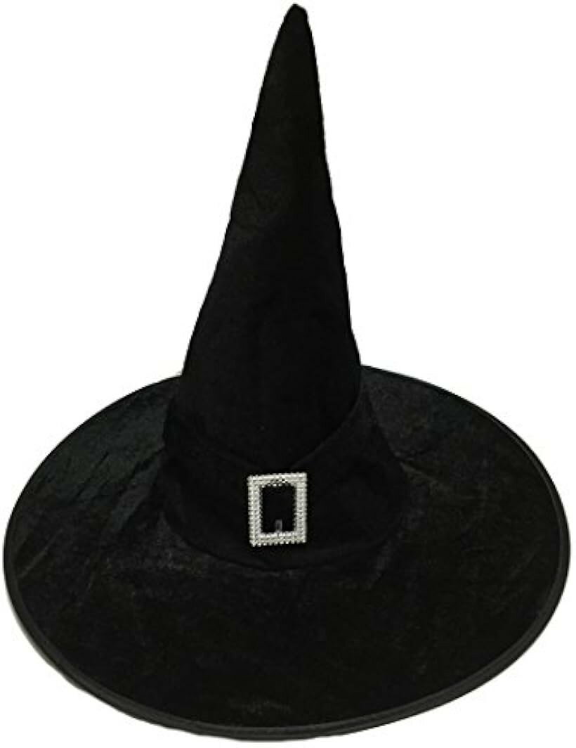 Other - ベロア調 魔女の帽子 ハロウィン パーティーグッズ パーティーハット 魔法使い 三角帽子 小悪魔 ウィッチハット 仮装 イベントなどに 黒 S112 (黒)