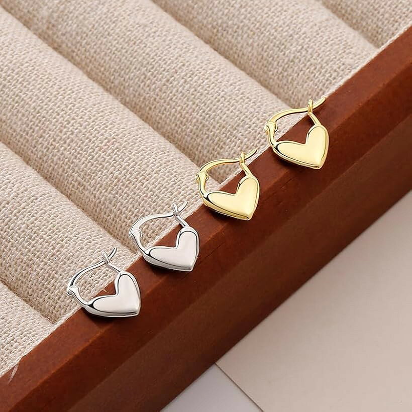 ハートピアス 両耳 2つ入り 小さめ かわいい リングピアス レディース アクセサリー シルバー