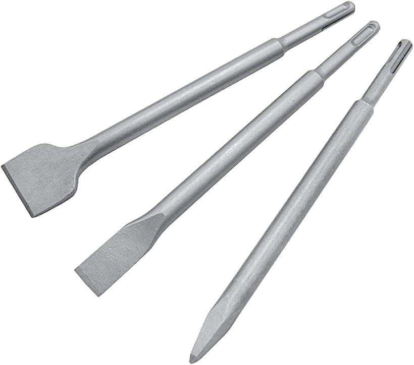 電動ハンマー タガネ チゼル ドリル ビット 粉砕 ハツリ作業 コンクリート レンガ ハンマードリル 3本 ..