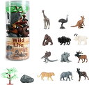 動物 フィギュア リアル おもちゃ モデル 12体 木 岩