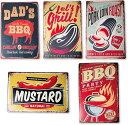 ブリキ看板 アメリカン BBQ ティンサイン インテリア ドリンク 壁飾り ボード レトロ 雑貨 アウトドア メタルプレート
