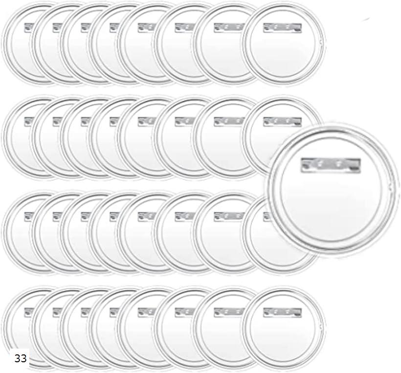 ボタンバッジ 33個セット 透明アクリル缶バッジ 丸型・安全ピン付き DIY・手作りボタンバッジ作成 ...
