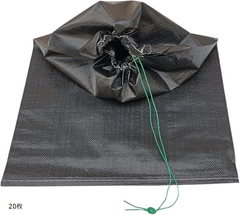 土のう袋 口紐付き 耐候性 黒 浸水 豪雨 台風 防災 土嚢 a426 20枚
