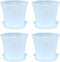 良品ラボ 植木鉢 透明 プラスチック 底皿付き 観葉植物 オーキッドポット スリット鉢 4個セット