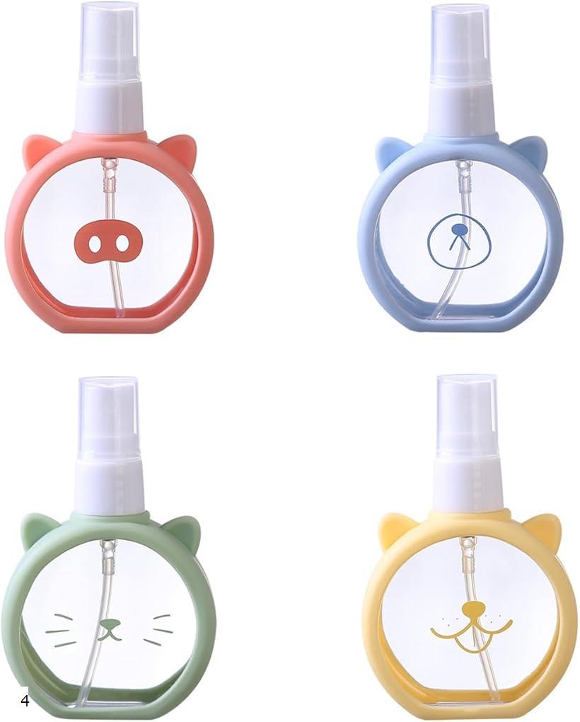 スプレーボトル 4個セット 携帯用 55ml アニマル デザイン かわいい 動物 詰め替え 容器 ミスト アルコ..