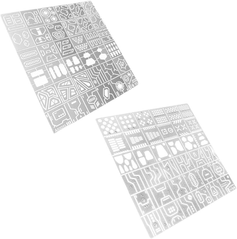 ガンプラ スジボリガイド 筋彫り 2種セット エッチングガイド テンプレート 定規 プラモデル 模型 ホビー ディテールアップ