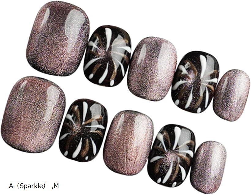 ネイルチップ ショート 手作り 付け爪 収納ケース 10枚入 ミラー ラメ マグネット C Dreaming L E Pink Mirror S D Twilight B Mystic A（Sparkle） M